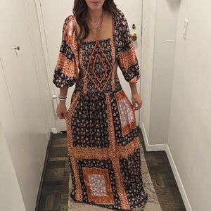 Jen's Pirate Booty Black and Orange Long Sleeve Dress